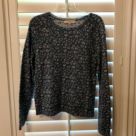 LOFT Blue Leopard Print Sweater - Picture 3 of 4